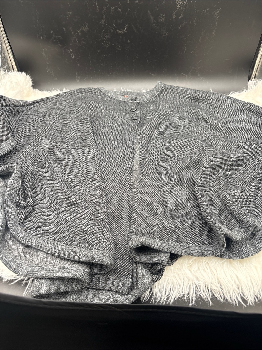 Women's Heather Gray Knit Cardigan with Button Detail